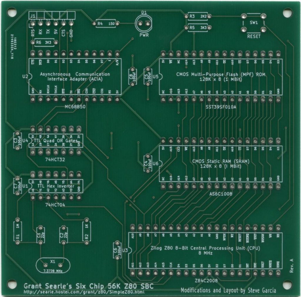 Grant Searle’s Six Chip 56K Z80 SBC